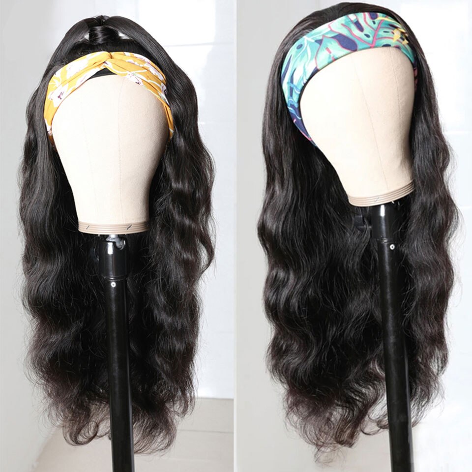 Headband Wig Body Wave Human Hair Wigs With Headband Brazilian Remy Body Wave Headband Wig Human Hair Scarf Wig for Women