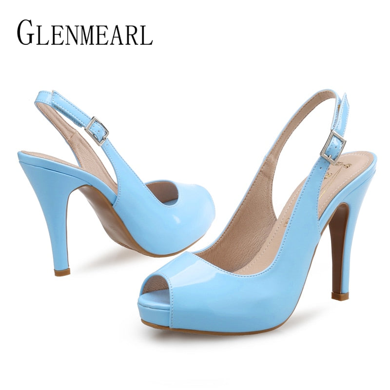 Women High Heels Party Platform Shoes Fish Mouth Spring Pumps Woman Pointed Toe Slip On Thin Heels Female Dress Shoes Plus SizeD