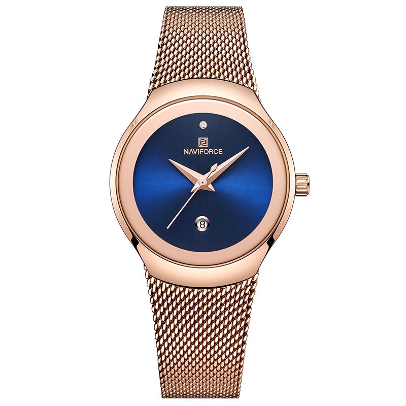 NAVIFORCE Luxury Brand Watches for Women Fashion Casual Ladies Quartz Wristwatch Rose Gold Stainless Steel Waterproof Clock Girl