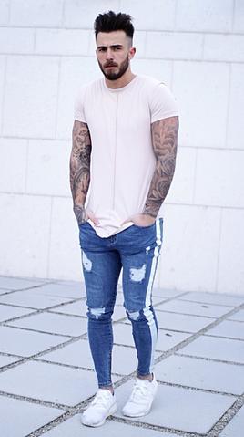 Jeans for Men Long Men&amp;#39;s Fashion Spring Hole Ripped Jeans Slim Thin Skinny Pencil Pants Hiphop Trousers Clothes Clothing