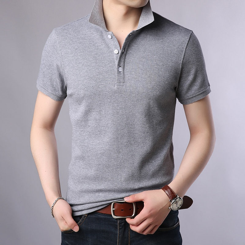 2022 New Fashion Brands Polo Shirt Men&amp;#39;s 100% Cotton Summer Slim Fit Short Sleeve Solid Color Boys Polos Casual Mens Clothing