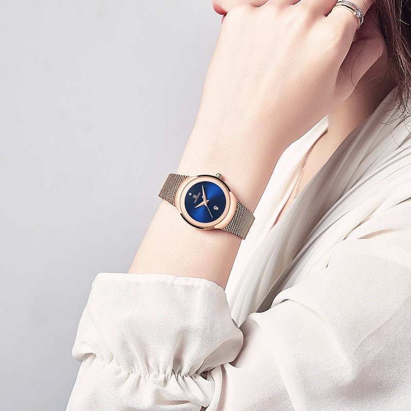 NAVIFORCE Luxury Brand Watches for Women Fashion Casual Ladies Quartz Wristwatch Rose Gold Stainless Steel Waterproof Clock Girl