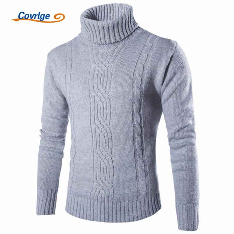 Covrlge 2019 Male Sweater Pullover Slim Warm Solid High Lapel Jacquard Hedging British Men&amp;#39;s Clothing Mens Turtleneck MZM030