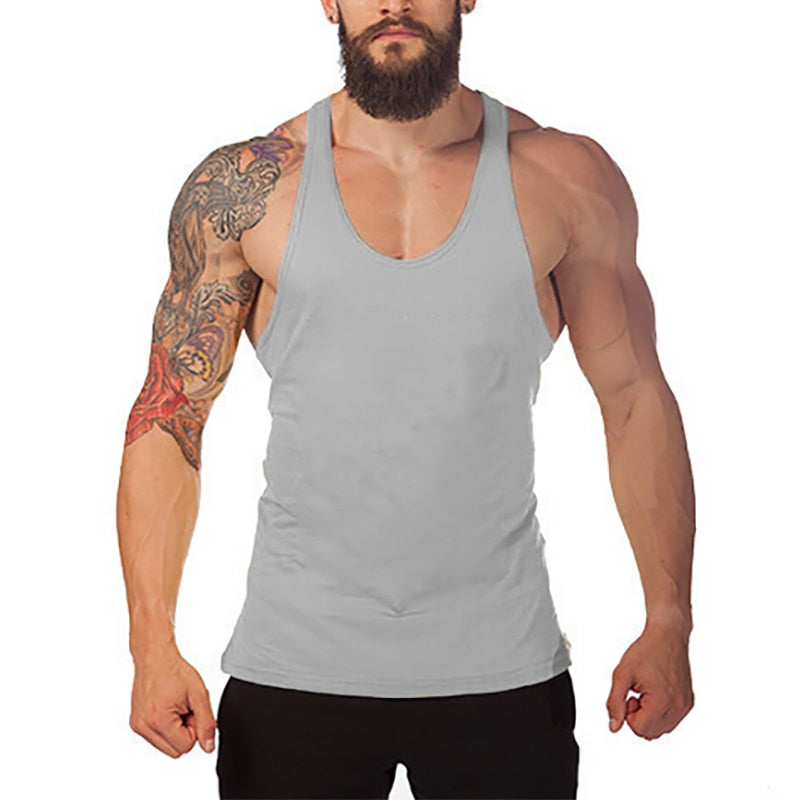 Brand Bodybuilding and Fitness Clothing Cotton sleeveless shirts tank top men Stringer Singlets mens Y back workout gym vest