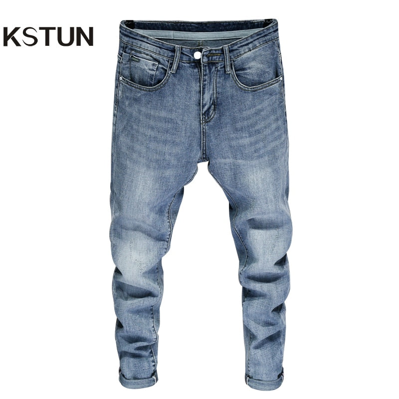 Good Quality Jeans for Men Skinny Stretch Light Blue Fashion Streetwear Denim Pants Men&amp;#39;s Clothing Long Trousers Jean Hombre 38
