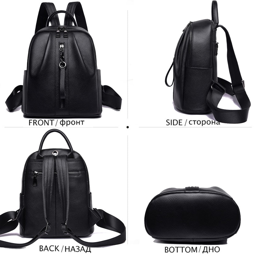 Casual Genuine Leather Women Backpack Brand Real Cow Leather Backpack Female Large Capacity School Bags for Teenage Girls