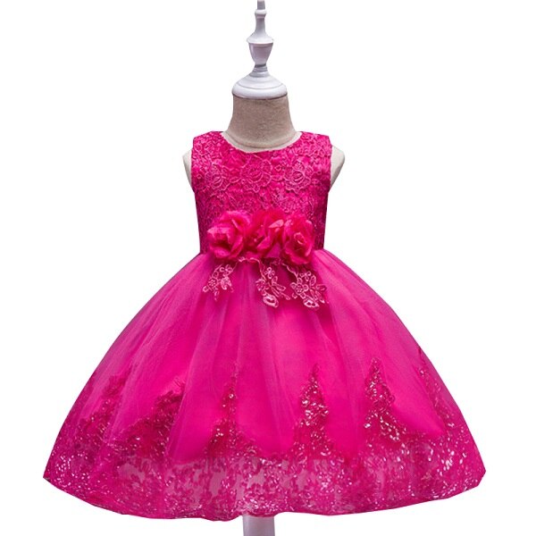 Lace Sequins Formal Evening Wedding Gown Tutu Princess Dress Flower Girls Children Clothing Kids Party Dress for Girl Clothes