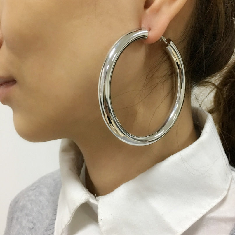 UKEN 2020 Punk Fashion 70mm Diameter Wide Big Hoop Earrings For Women Statement Earrings Brincos Jewelry Accessories Thick