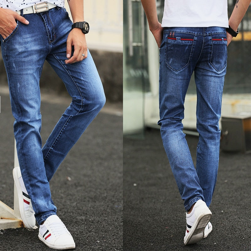 Jeans men&amp;#39;s 2021 new slim jeans, high-quality casual stretch trousers men&amp;#39;s clothing, fashion Korean straight versatile jeans