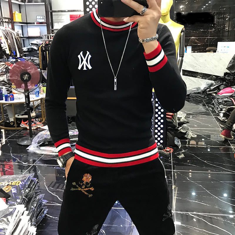Supzoom New Arrival Top Fashion O-neck Pullovers Appliques Brand Clothing Embroidered Net Red Warm Casual Knitted Men Sweater