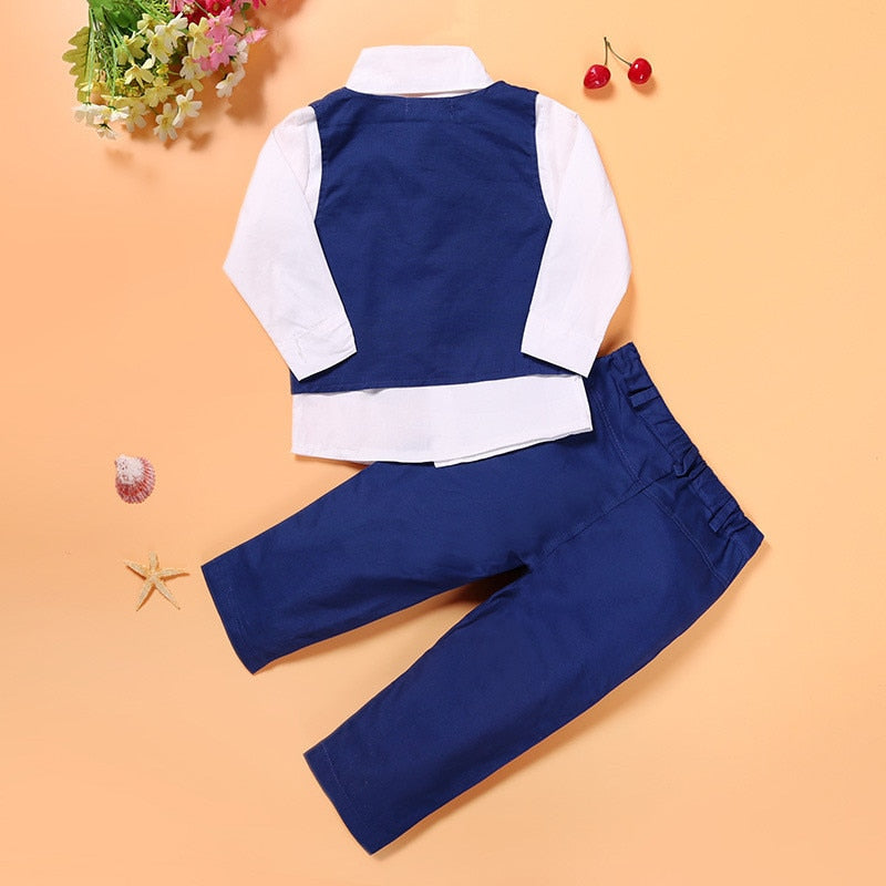 4 Pcs Set Autumn Children&amp;#39;s Leisure Clothing Sets Baby Boy Clothes Vest Gentleman Suit for Weddings Formal Clothing Suits