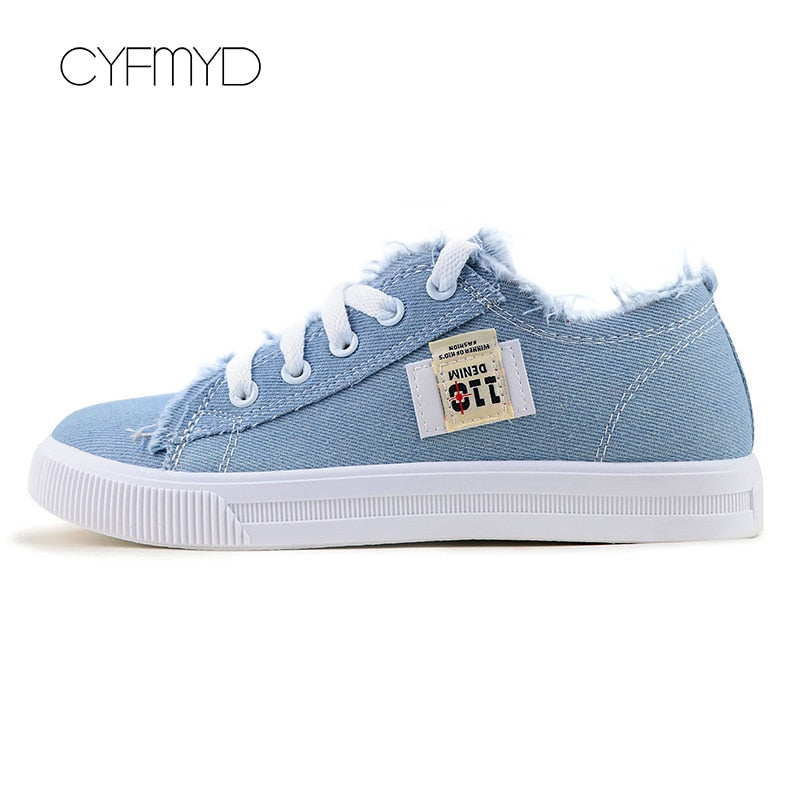 Women&amp;#39;s Canvas Shoes Casual Lace-Up Denim Shoe Summer Tennis For Girl Flat Vulcanized Shoes White Women&amp;#39;s Sneakers 2022