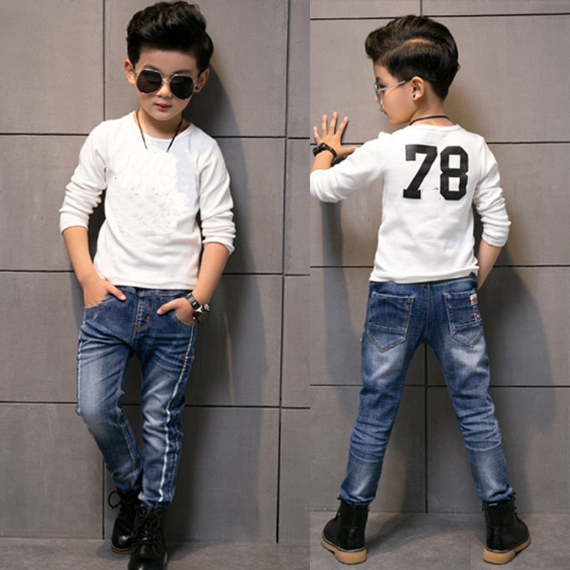 IENENS Kids Boys Skinny Jeans Denim Trousers 4-13 Years Young Boy Slim Cowboy Trousers Spring Autumn Children Casual Pants