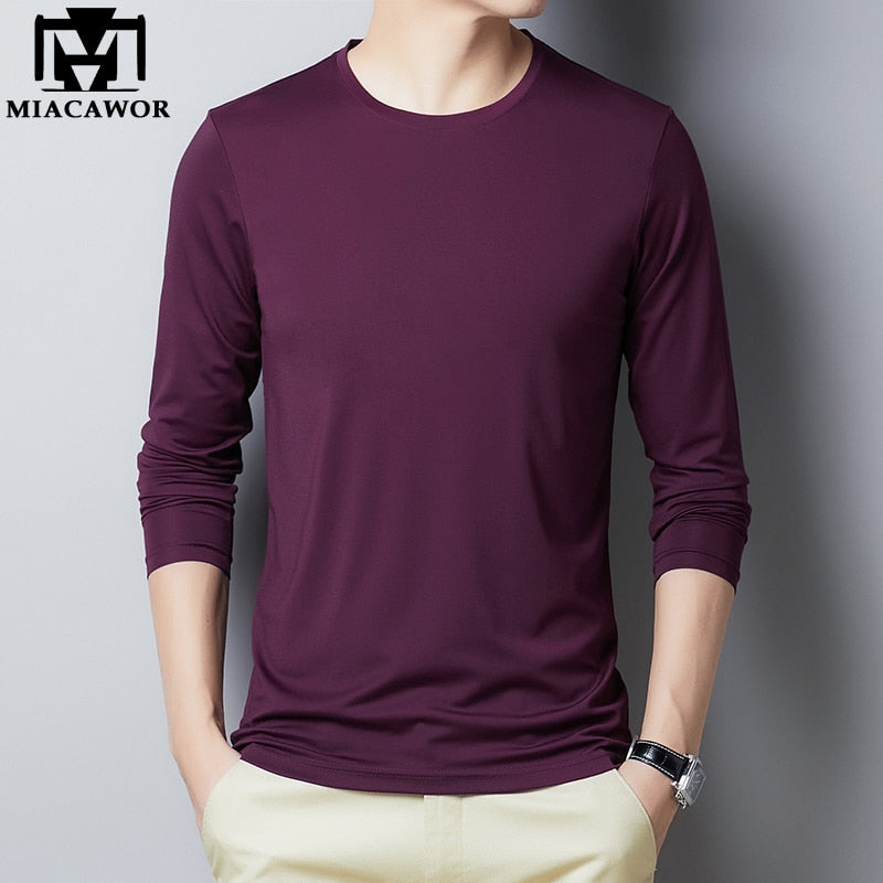 New Men t-shirt Cotton Spring Long sleeve tshirt Mens Fashion Solid Colors Slim Fit Tee shirt Homme Men Clothing T892