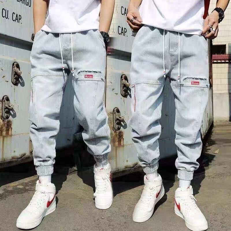 2023 New Streetwear Hip Hop Cargo Pants Men&amp;#39;s jeans Cargo Pants Elastic Harun pants Joggers Pants In Autumn and Spring Men Cloth