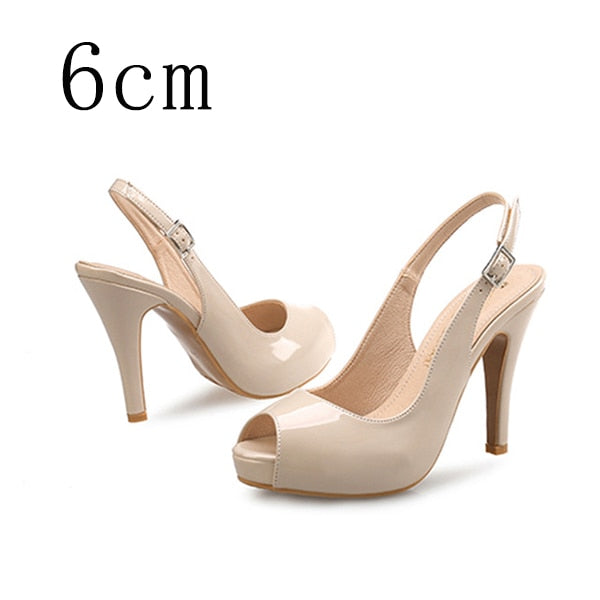 Women High Heels Party Platform Shoes Fish Mouth Spring Pumps Woman Pointed Toe Slip On Thin Heels Female Dress Shoes Plus SizeD