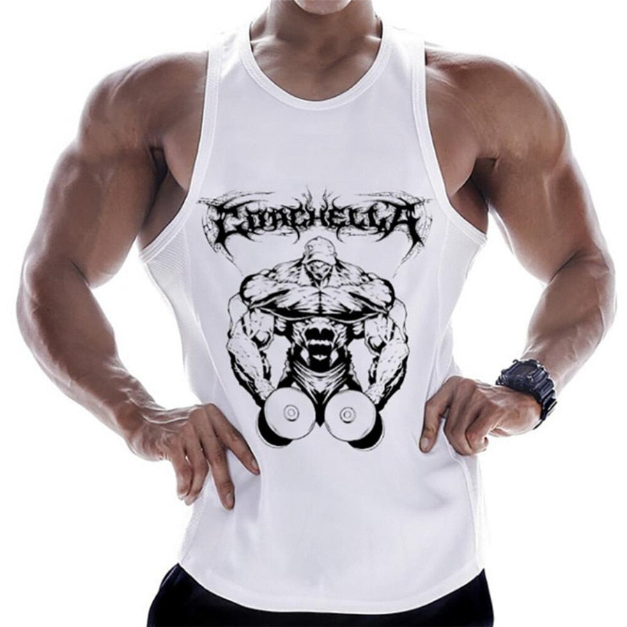 Casual Printed Tank Tops Men Bodybuilding Sleeveless Shirt Cotton Gym Fitness Workout Clothes Stringer Singlet Male Summer Vest