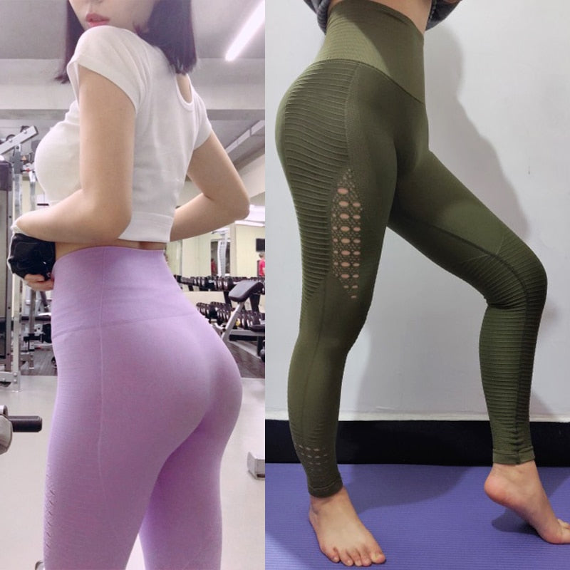 New Push Up Seamless High Waist Leggings Women Workout Mesh Breathable Fitness Clothing Training Pants Female Dropship