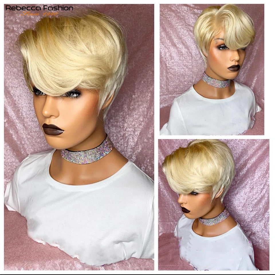 Pixie Cut Wig 13x6x1 T Part Transparent Lace Brazilian Virgin Human Hair Lace Wigs For Women 613 Blonde Short Bob Wigs Straight