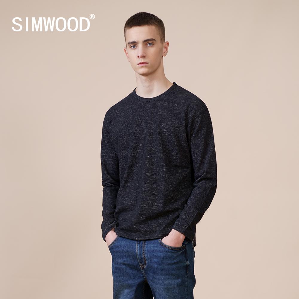 SIMWOOD 2022 Spring winter new long sleeve  t-shirt men Melange tops high quality plus size clothes t shirt SI980560