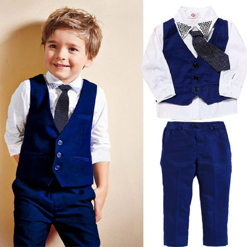 4 Pcs Set Autumn Children&amp;#39;s Leisure Clothing Sets Baby Boy Clothes Vest Gentleman Suit for Weddings Formal Clothing Suits