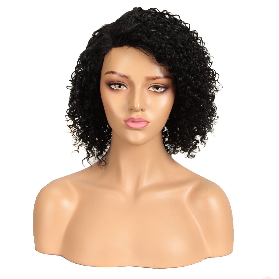 Trueme Curly Pixie Cut L Part Lace Wig Ombre Short Curly Bob Human Hair Lace Wig Brazilian Remy Kinky Curly Lace Front Bob Wig