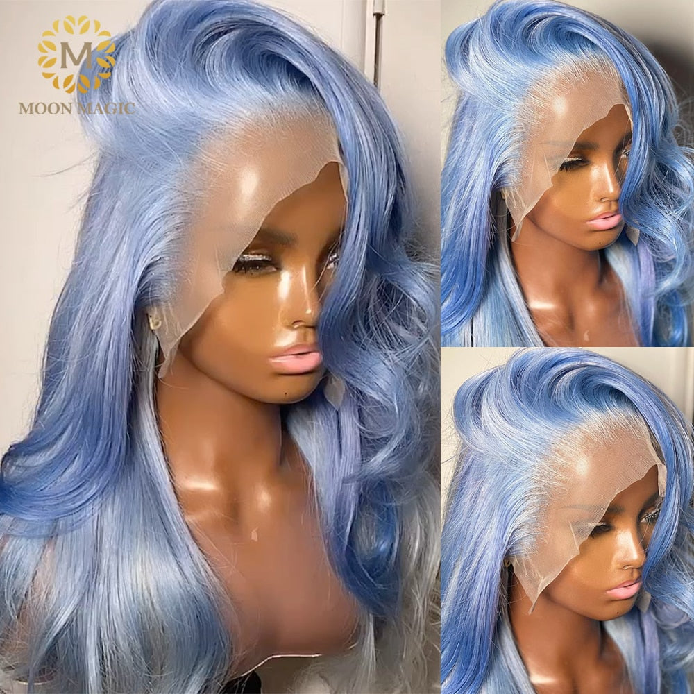 Lace Front Human Hair Wigs Colored Blue Transparent Lace Frontal Wig Human Hair 613 Blonde Lace Front Wig Body Wave Lace Wigs