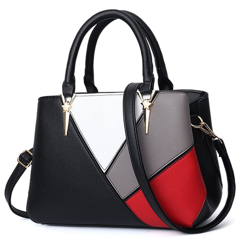 2021 European and American ladies shoulder bag stitching solid color PU leather handbags female bags classic large-capacity bag