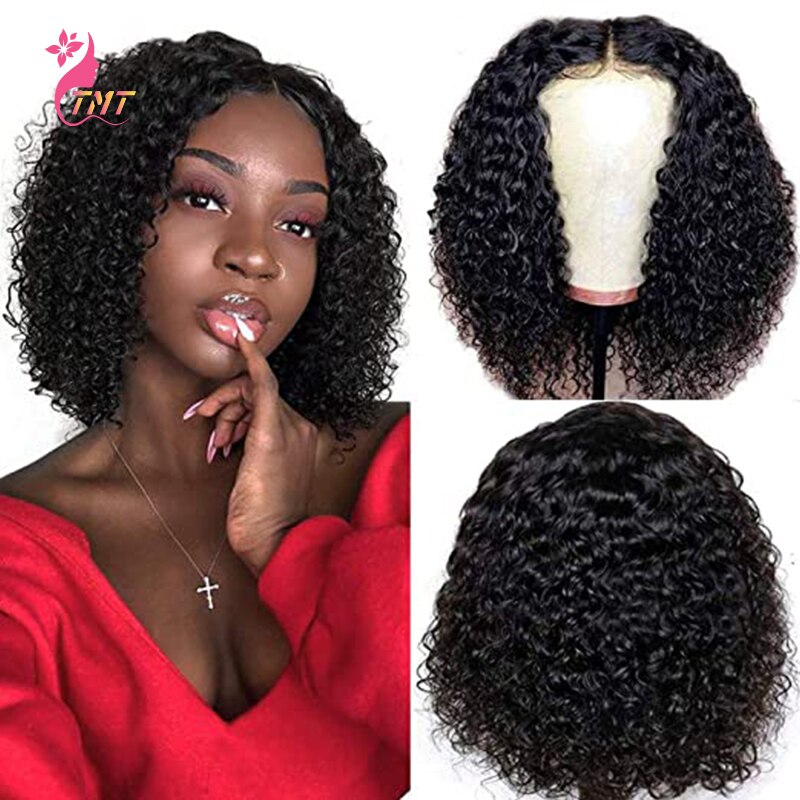 Curly Lace Front Wigs For Black Women Kinky Curly Lace Frontal Wig 4X4 Lace Closure Bob Wig Brazilian Curly Human Hair Wigs