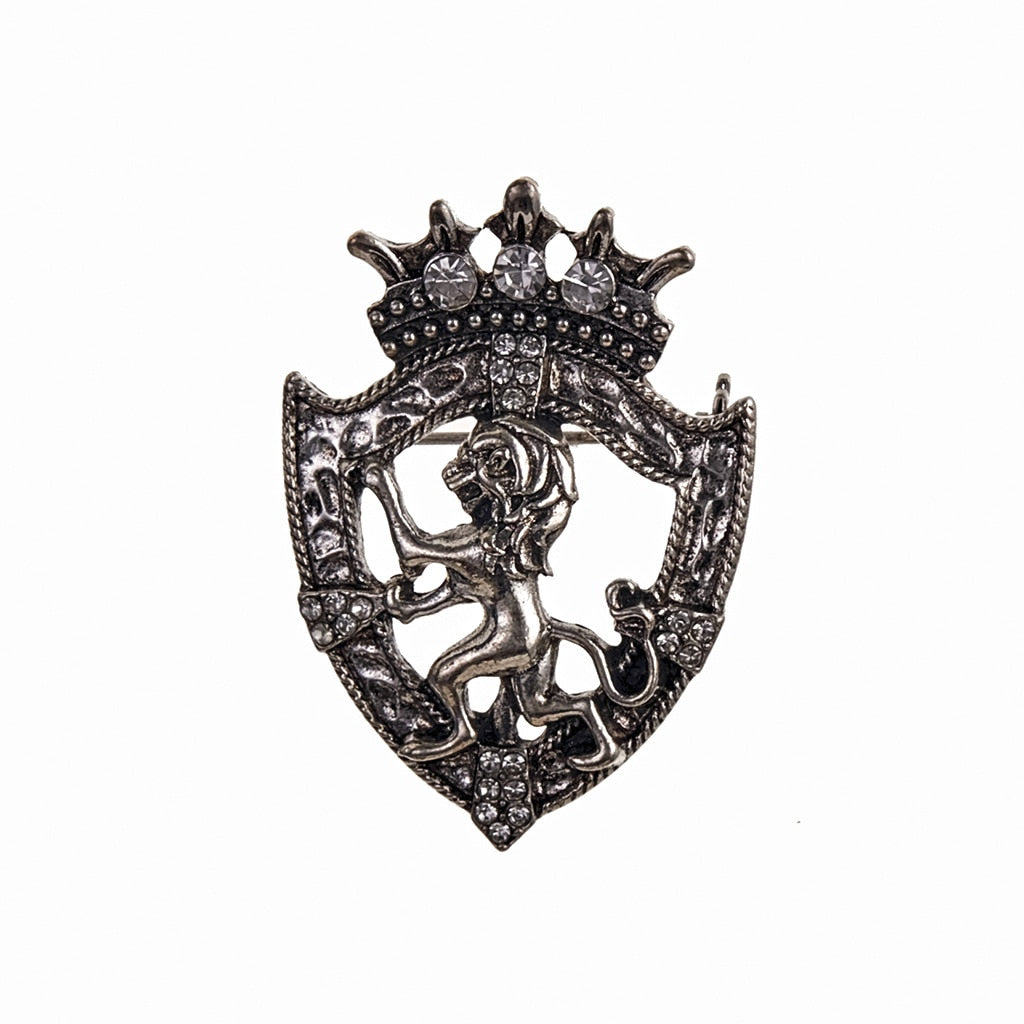 Retro Lion Shield Crown Animal Brooches Fashion Men&#39;s Suit Shirt Collar Needle Badge Lapel Pins Jewelry Men Clothing Accessories