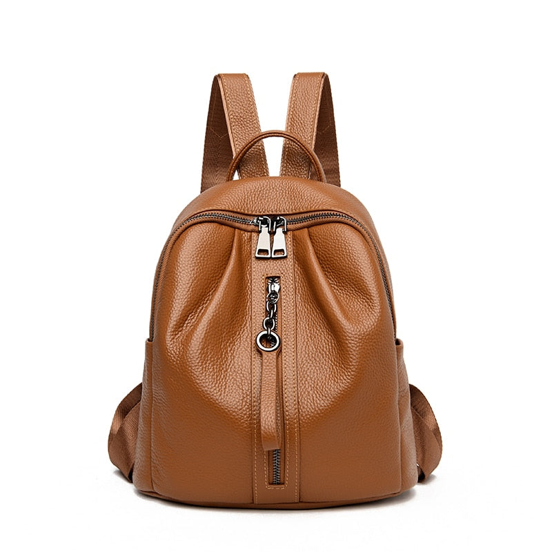 Casual Genuine Leather Women Backpack Brand Real Cow Leather Backpack Female Large Capacity School Bags for Teenage Girls