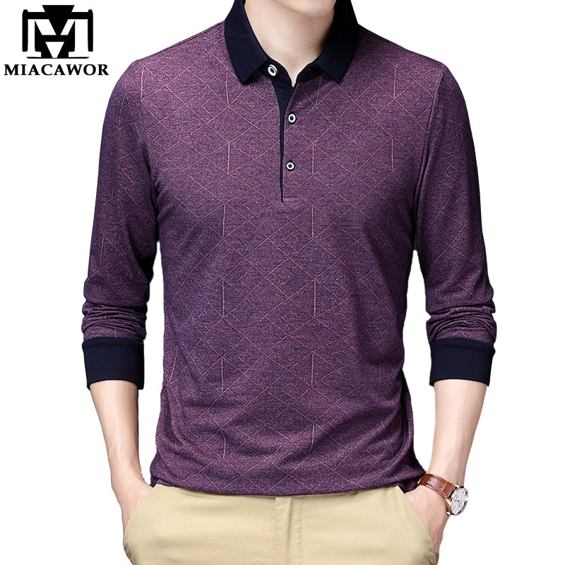 MIACAWOR New Spring Brand Polo Shirts Men Solid Color Long Sleeve Slim Fit Boys Korean Casual Tops Tees Men Clothing T950