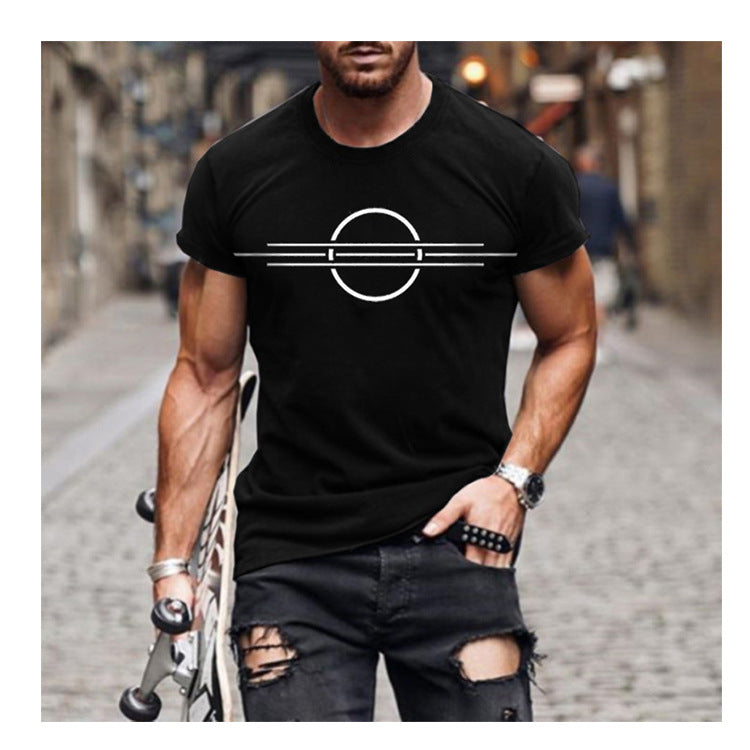 Summer European and American Style Men&#39;s Clothing Casual Minimalist Inst Short Sleeve