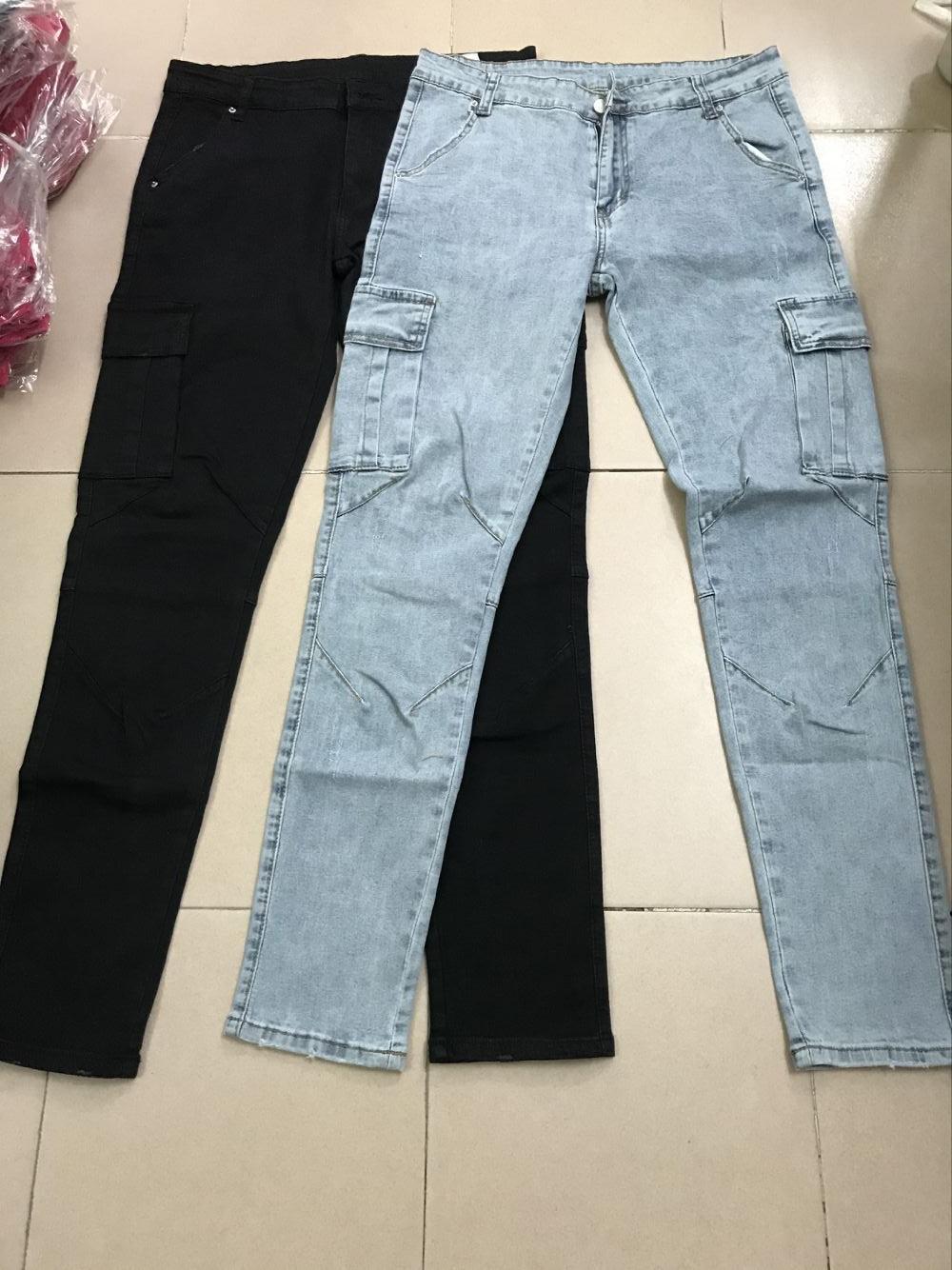 Jeans European and American-Style Slim-Fit Casual Pants with Side Pockets