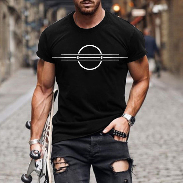 Summer European and American Style Men&#39;s Clothing Casual Minimalist Inst Short Sleeve