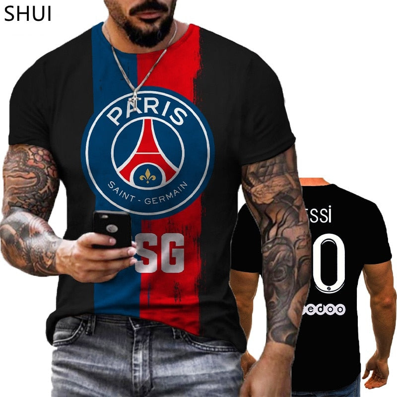 2023 New Paris Fan fashion 3D printed shirt Men women casual sports T-shirt plus size fashion football shirt Tops