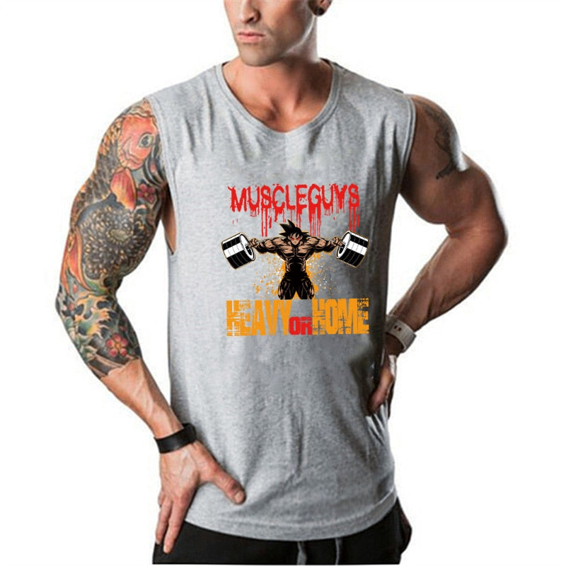 New fashion cotton sleeveless shirts Bodybuilding tank top men Fitness shirt mens singlet carton print gym vest fitness men