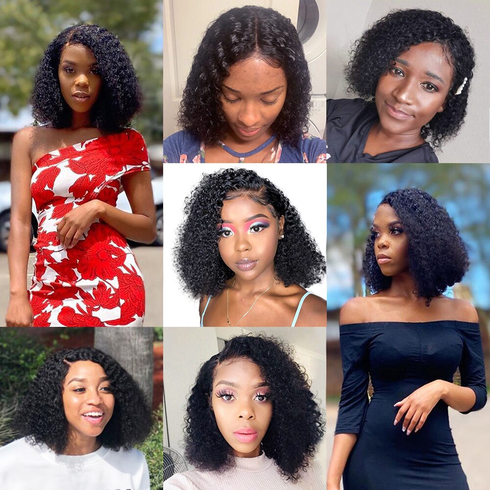 Curly Short Bob Human Hair Wigs 4x4 Lace Frontal Closure Water Wave Wig Glueless 5x1 T Part Brazilian Remy Wigs For Women Unice