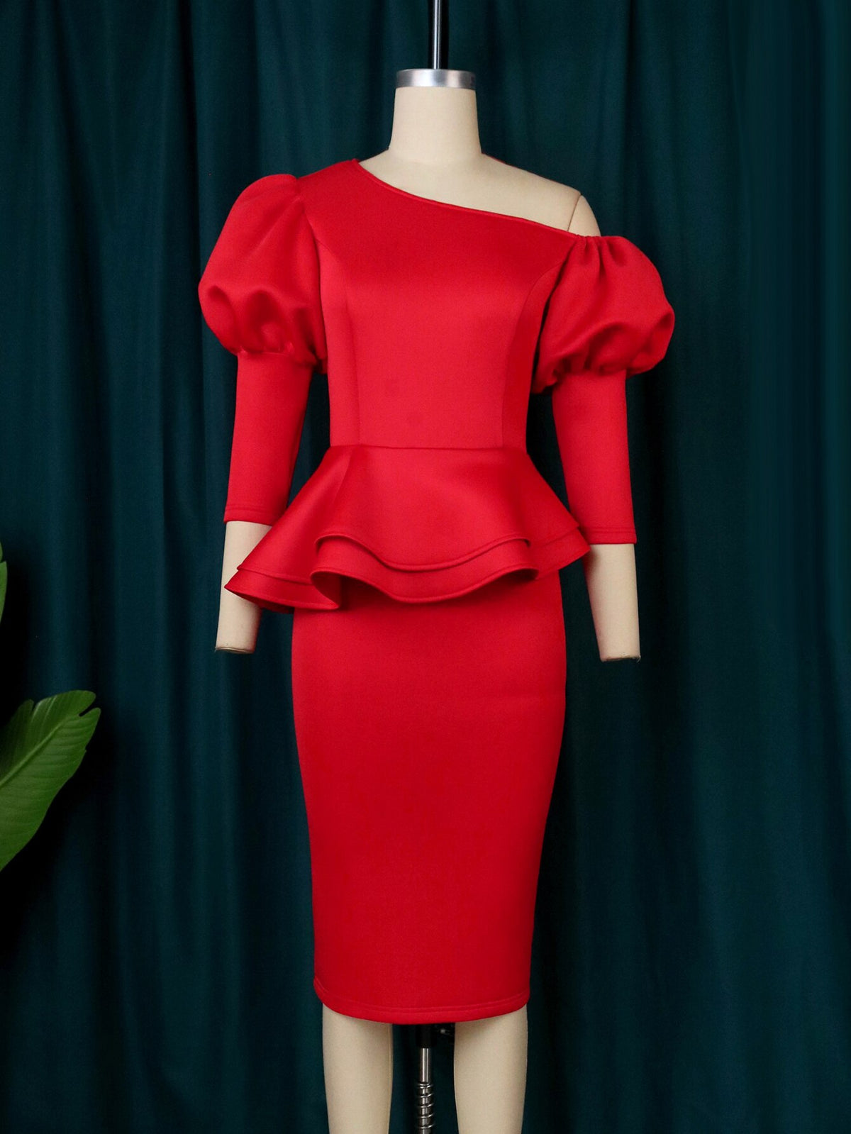 Women Red Dress Peplum Bodycon Christmas Party Sheath Off Shoulder Female African Ladies Dance Event Celebrate Gowns Evening New