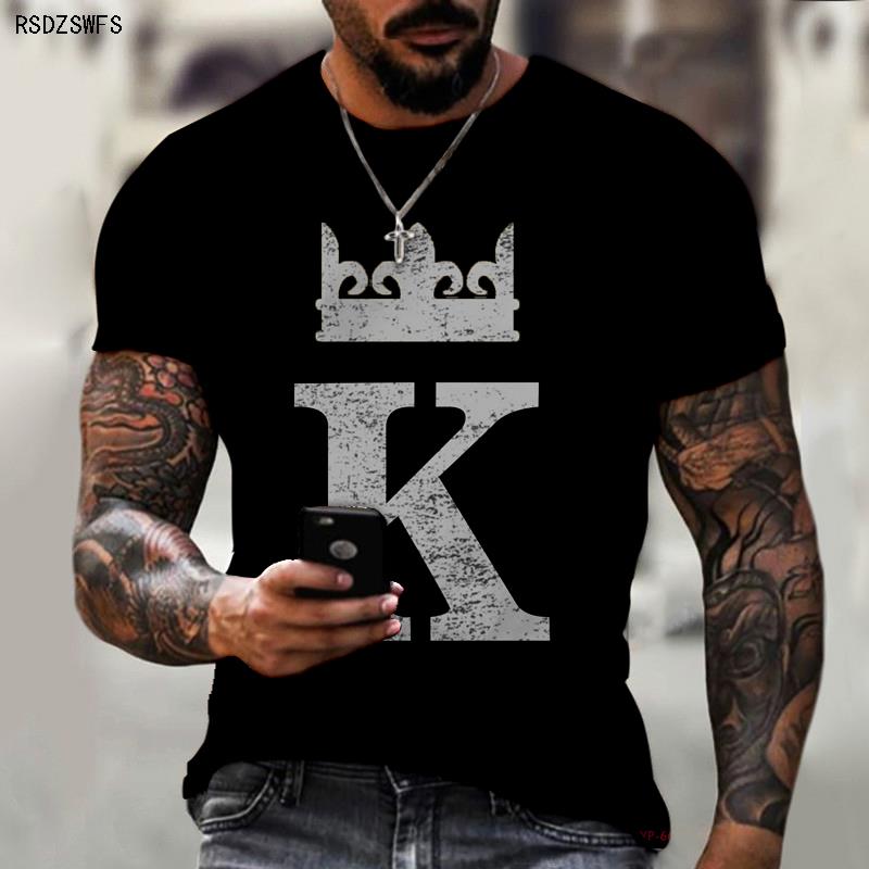 Men&amp;#39;s Shirt Crown King KING 3D Printing Print Round Neck T-shirt High-quality Clothing Street Fashion Men Oversize 5XL