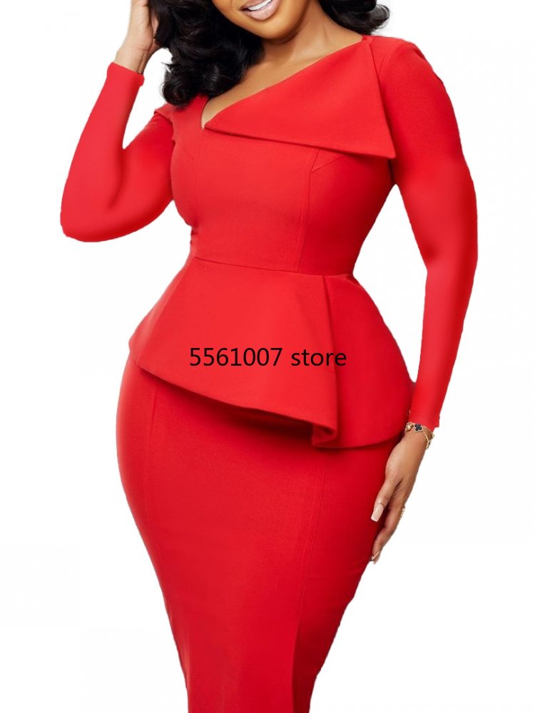 African Dresses For Women Polyester Dress Slim 2022 Autumn Sexy