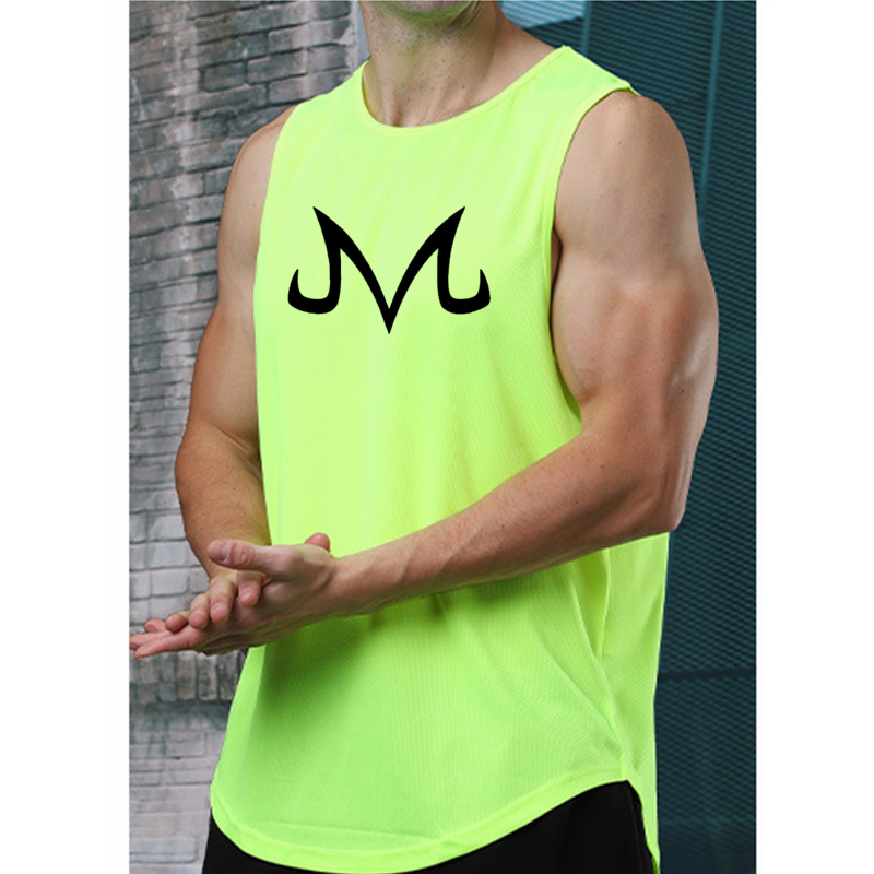 Anime Z T Gym Mens Mesh Muscle Fitness Sleeveless Vest Running Workout Clothing Bodybuilding Singlets Quick-drying Tank Top