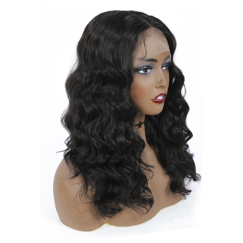X-TRESS Synthetic Lace Front Wigs For Black Women Loose Wave Middle Part Transparent Swiss Lace Soft Natural Brown Wavy Hair Wig