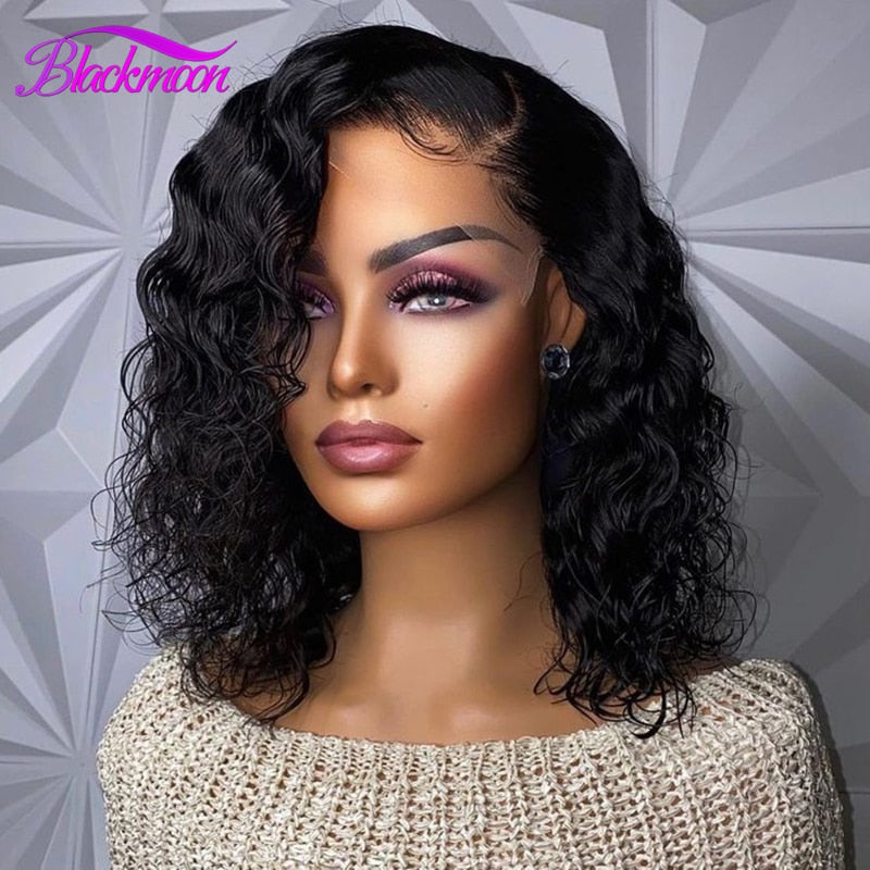 Water Wave Lace Front Wigs for Women Brazilian Closure Bob Wig 13x4 Transparent Lace Frontal Short Wigs Human Hair Pre Plucked
