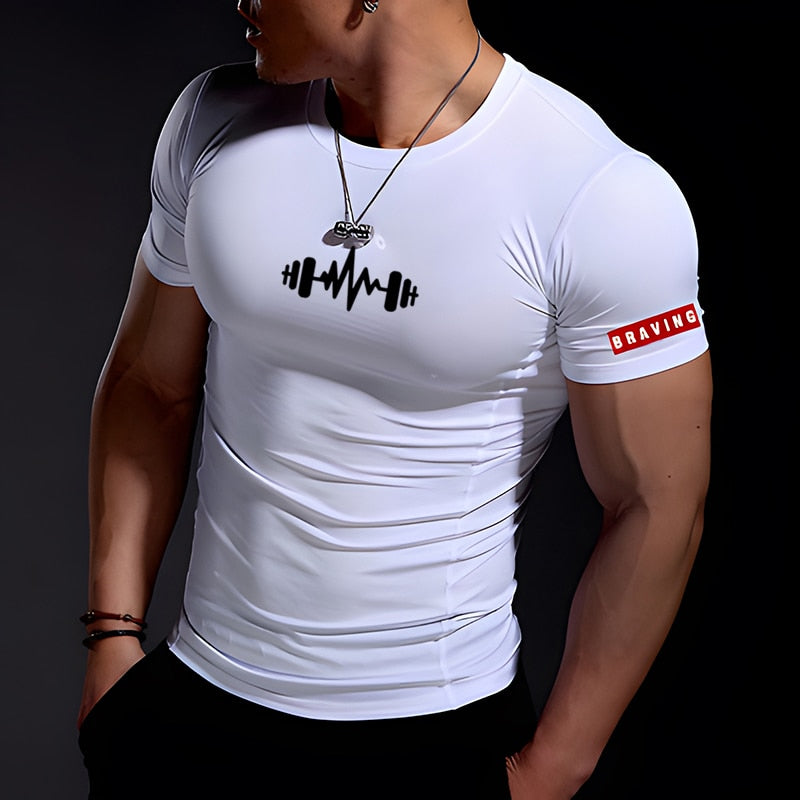 Summerwear Gym Muscle Fitness Clothing Short-Sleeved Quick-Drying Training Running Exercise Stretch Tights Men&amp;#39;s Sports T-Shirt