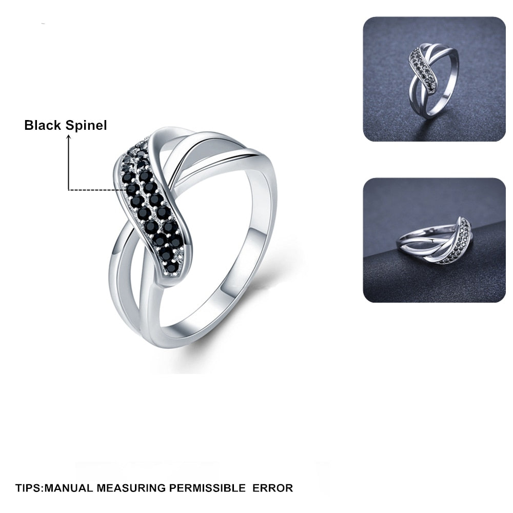 Black Awn 2022 New Classic 2.9g Silver Color fashion jewelry Engagement Black Spinel Engagement  Ring for Women G036