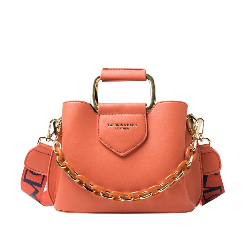 2021Winter New Women Top-handle Mini Bucket Bag Pure Color Luxury Designer Handbags Quality Leather Messenger Shoulder Cross Bag