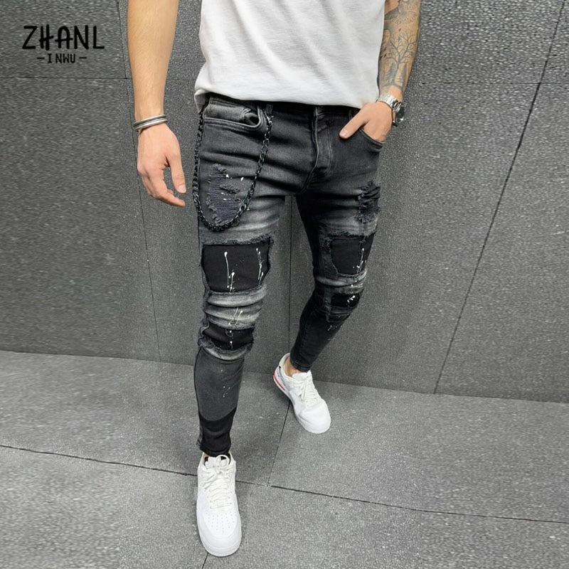 New Men&amp;#39;s Slim Fit Stretch Jeans Casual Fashion Multi Pocket Denim Trousers Everyday Men&amp;#39;s Jeans Street Work Hip Hop Pants