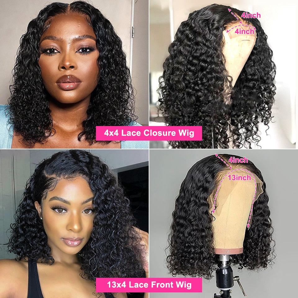 Cranberry Short Curly Bob Wig Wet And Wavy Water Wave Bob Wig Malaysian Lace Front Human Hair Wigs For Women 13x4 Frontal Wig