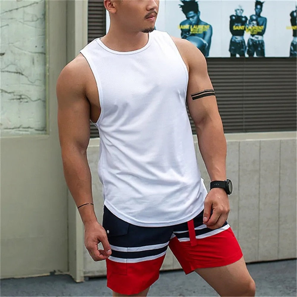 Men Tank Tops T Shirt Fitness Jogging Sportswear Sleeveless Oversized Quick Dry Gym